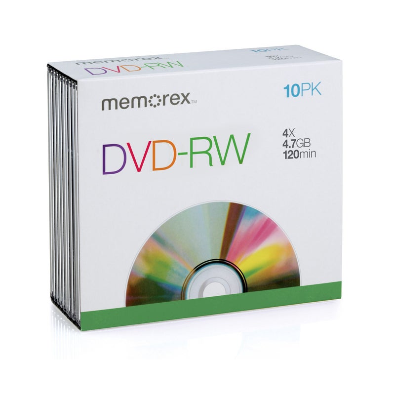 Memorex 5512 DVD-RW 4.7GB Slim 4X Discs, 10 Pack