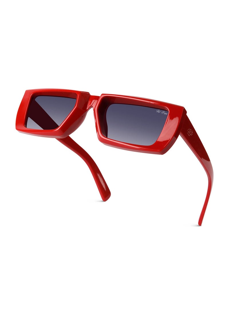Woggles - Red Pappy Lune Red Rectangle Sunglasses - Image 1