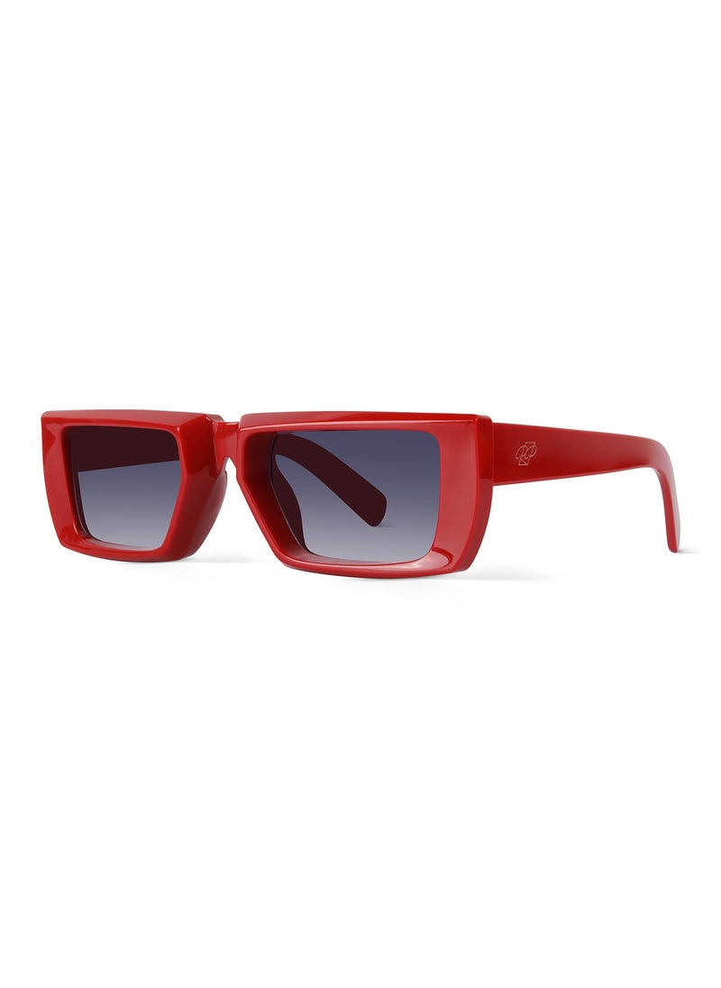 Woggles - Red Pappy Lune Red Rectangle Sunglasses - Image 1