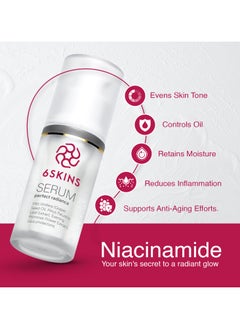6SKINS Perfect Radiance Face Serum with 2% Niacinamide+ Vitis Vinifera(Grape)Seed Oil+ PHA |Korean Skincare| For Blemishes, Brightening, Hydrating & Radiant Skin, Dark Spot Correcting Glow Serum 30ml  - Image 4