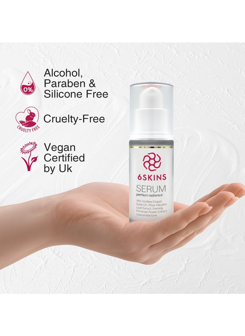 6SKINS - Perfect Radiance Face Serum with 2% Niacinamide+ Vitis Vinifera(Grape)Seed Oil+ PHA |Korean Skincare| For Blemishes, Brightening, Hydrating & Radiant Skin, Dark Spot Correcting Glow Serum 30ml - Image 1
