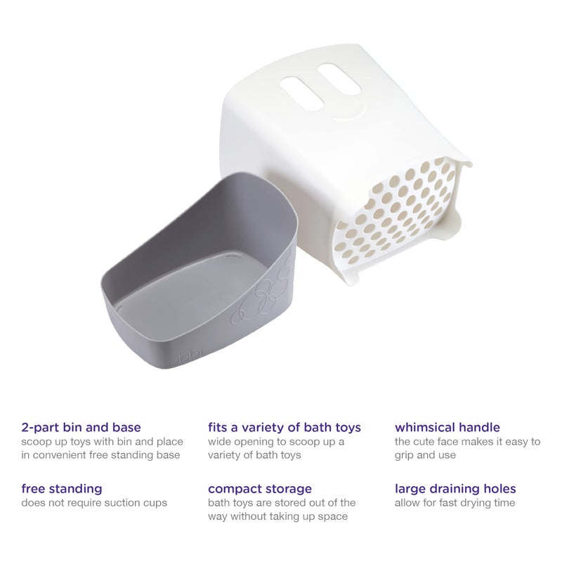 ubbi منظم ألعاب الحمام القائم بذاته من أوببي مع سلة تجفيف قابلة للإزالة ومجرفة للأطفال والرضع، رمادي - Image 4