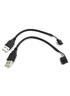 Duttek 9 pin USB Header to USB Cable, USB 2.0 Type A Male to Dupont 9 Pin Female Header Motherboard Cable Cord (AM to 9Pin 0.2M)(2 Pack)  - Image 1
