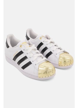 adidas Originals Kids Girl Superstar Metal Toe Lace UP Sports Shoes, White Combo  - Image 1