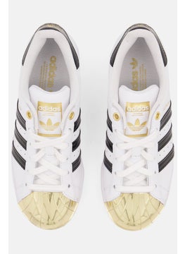 adidas Originals Kids Girl Superstar Metal Toe Lace UP Sports Shoes, White Combo  - Image 4