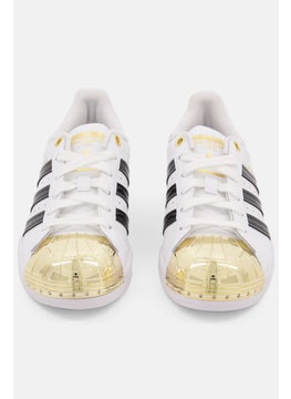 adidas Originals Kids Girl Superstar Metal Toe Lace UP Sports Shoes, White Combo  - Image 3