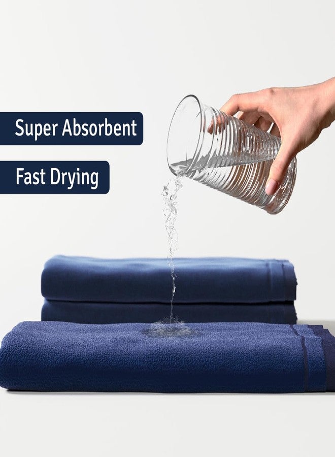 Creative Scents Cotton Fingertip Towels Set Blue - 4 Pack - 11 x 18 Inches Decorative Small Extra-Absorbent and Soft Terry Towel for Bathroom - Powder Room, Guest and Housewarming Gift (Navy Blue) - Image 3