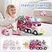 newcrave Truck Toys for 1 2 3 Year Old Girl 7in1 Carrier Truck Toy for Toddler Girls Friction Power Cars with Light Music 1 2 3 Year Old Girl Birthday Gifts Christmas - Image 4