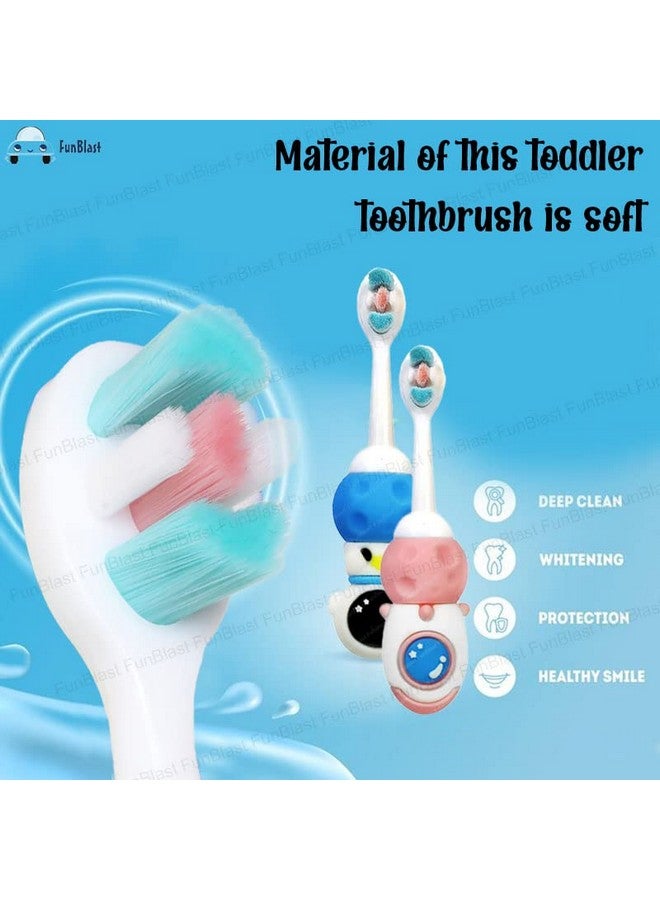 FunBlast Kids Toothbrush Space Astronaut Design Soft Tooth Brush, Extra Microfiber Soft Bristles Toothbrush For 3-6 Years Old Children, Manual Toothbrush (Pack Of 2) - Bear,Multicolor - Image 4