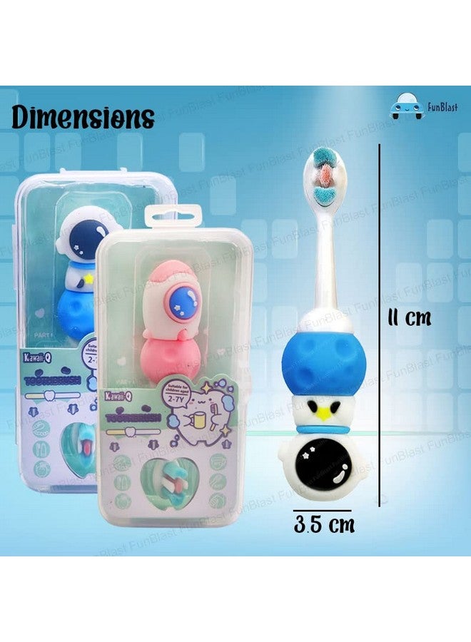 FunBlast Kids Toothbrush Space Astronaut Design Soft Tooth Brush, Extra Microfiber Soft Bristles Toothbrush For 3-6 Years Old Children, Manual Toothbrush (Pack Of 2) - Bear,Multicolor - Image 2