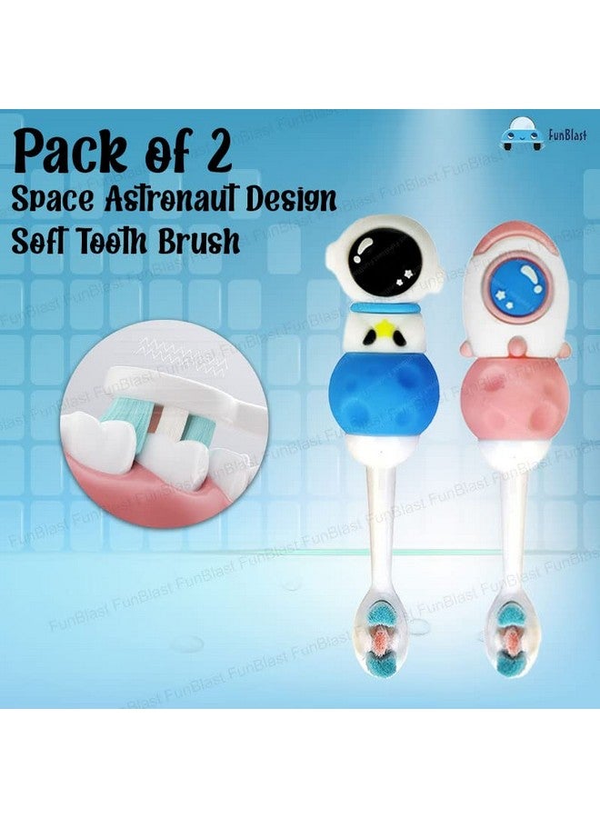 FunBlast Kids Toothbrush Space Astronaut Design Soft Tooth Brush, Extra Microfiber Soft Bristles Toothbrush For 3-6 Years Old Children, Manual Toothbrush (Pack Of 2) - Bear,Multicolor - Image 5