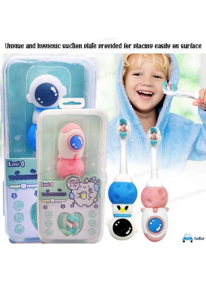 FunBlast Kids Toothbrush Space Astronaut Design Soft Tooth Brush, Extra Microfiber Soft Bristles Toothbrush For 3-6 Years Old Children, Manual Toothbrush (Pack Of 2) - Bear,Multicolor - Image 3