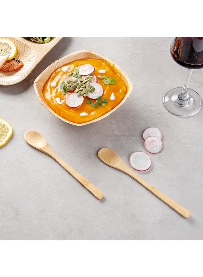 Restaurantware 8 Inch Disposable Bamboo Spoons, 100 Bamboo Spoons - Sustainable, Durable, Bamboo Eating Spoons, For Picnics, Birthdays, Catered Events And Weddings - Image 3