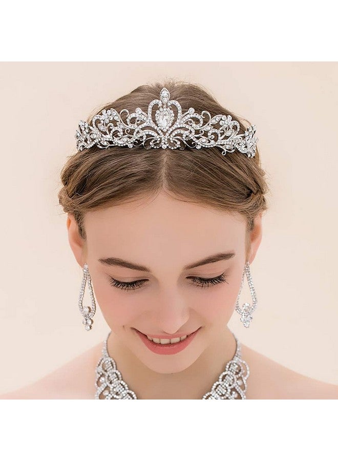 ZOCONE Rhinestone Bridal Tiara 2 Pack Crystal Wedding Crown For Bridal And Flower Girls Headpiece With Comb (Crystal) - Image 3