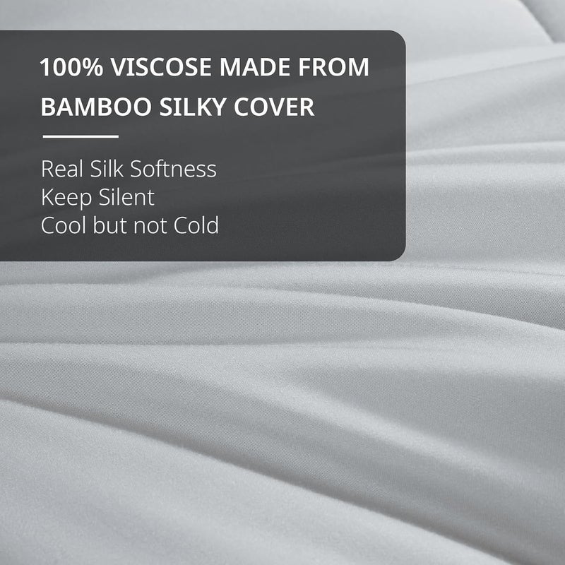 HOMBYS Lightweight Cooling Comforter King Size,100% Rayon Derived from Bamboo Shell Down Alternative Duvet Insert,Light Grey Soft Summer Comforter for Hot Sleepers,8 Corner Tabs - Image 4
