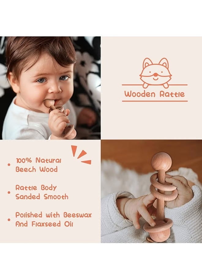 ميكسد هدايا حفل استقبال المولود الجديد، هدايا للأطفال البنات والأولاد، هدايا فريدة للأطفال، سلة هدايا أساسية، بطانية أطفال، مرايل حديثي الولادة، جوارب، خشخيشة خشبية، بطاقة معايدة، مجموعة هدايا للأطفال حديثي الولادة - Image 3