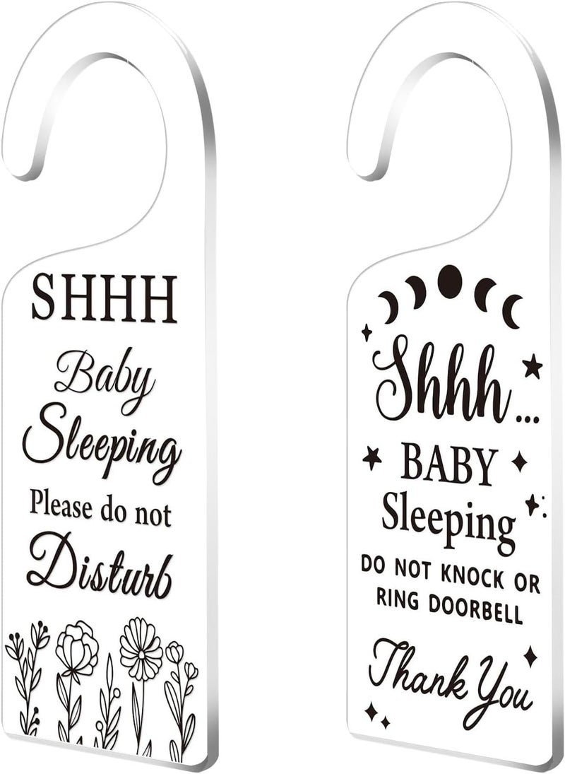CHGCRAFT 2Pack Baby Sleeping Door Hands Hanger Sign Acrylic Notice Door Hanger Cute Baby Room Sign Handle Decorations Sign for Home Living room Bedroom Kindergarten Gift for Parents - Image 1