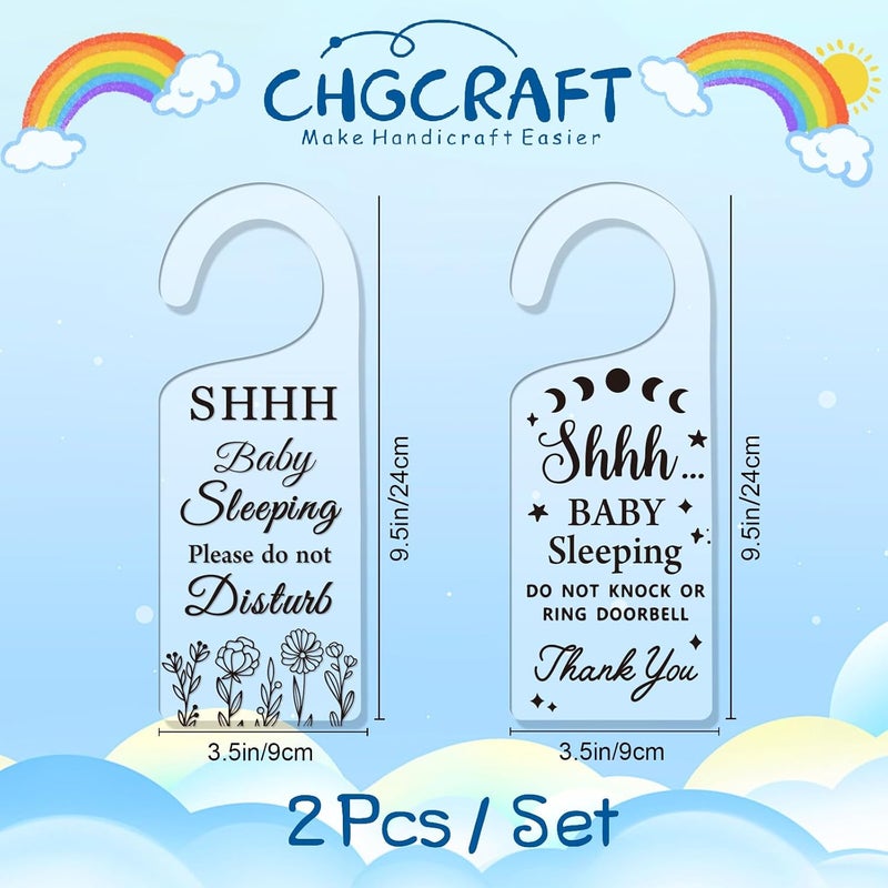 CHGCRAFT 2Pack Baby Sleeping Door Hands Hanger Sign Acrylic Notice Door Hanger Cute Baby Room Sign Handle Decorations Sign for Home Living room Bedroom Kindergarten Gift for Parents - Image 3