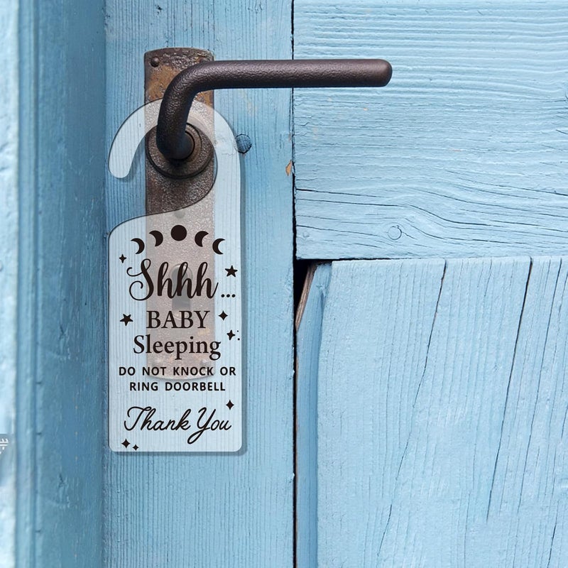 CHGCRAFT 2Pack Baby Sleeping Door Hands Hanger Sign Acrylic Notice Door Hanger Cute Baby Room Sign Handle Decorations Sign for Home Living room Bedroom Kindergarten Gift for Parents - Image 5
