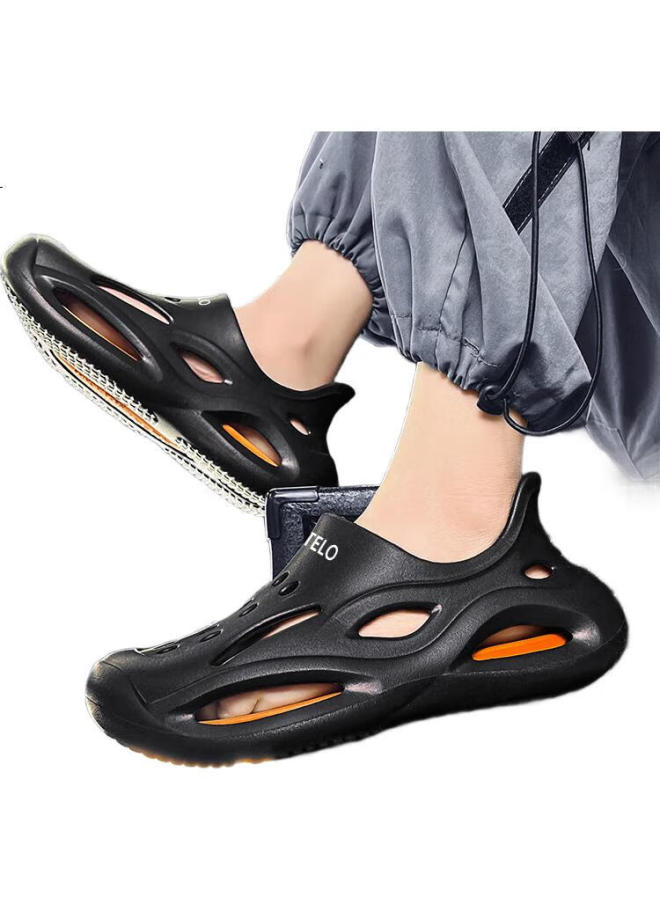Cartelo Sandals For Men, Summer Breathable Beach Shoes, Comfortable Closed-Toe Men'S Sandals, Black Orange, Size 42-43 - Image 2