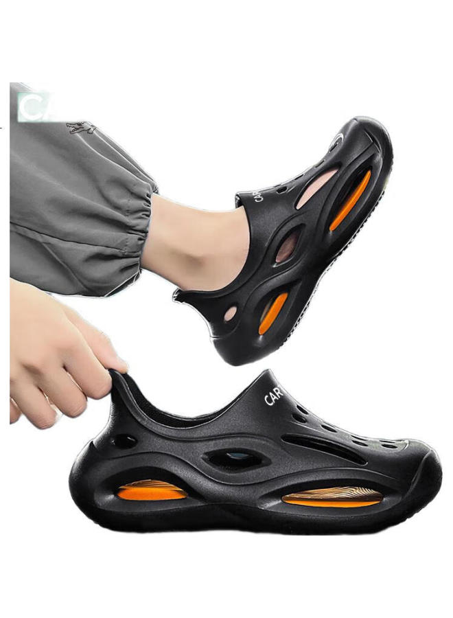 Cartelo Sandals For Men, Summer Breathable Beach Shoes, Comfortable Closed-Toe Men'S Sandals, Black Orange, Size 42-43 - Image 3