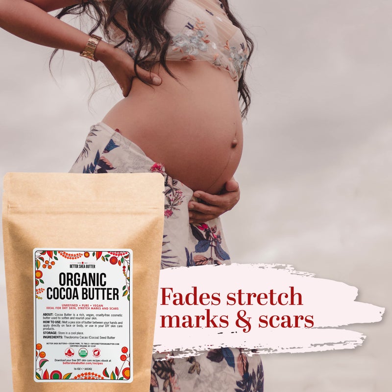 Better Shea Butter Organic Cocoa Butter Raw Unrefined, Food Grade USDA Certified Organic, for Scars, Stretch Marks Cream, Body Butter, Lip Balm and Lotion Bars, 100% Pure 1 lb Block - Image 3
