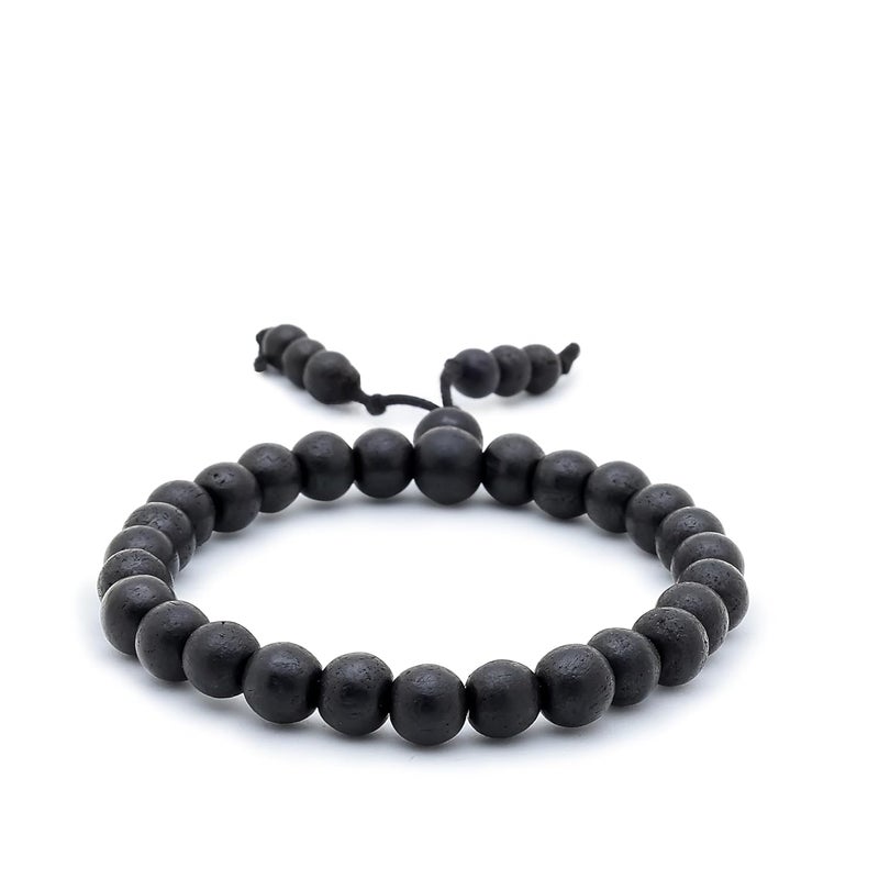 Divine Hindu سوار كارونغالي الأصيل | معتمد من الحكومة | 26 خرزة سوداء طبيعية، خشب إبوني أصلي | طاقة، حماية، تأمل | قابل للتمدد | للرجال والنساء - Image 1