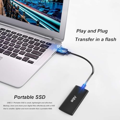 Aiibe 256GB External SSD External Hard Drive 256GB USB C Portable SSD, Up to 500MB/s, USB 3.1, External Solid State Drive for Laptop, Mac, PS4 (Black) - Image 2