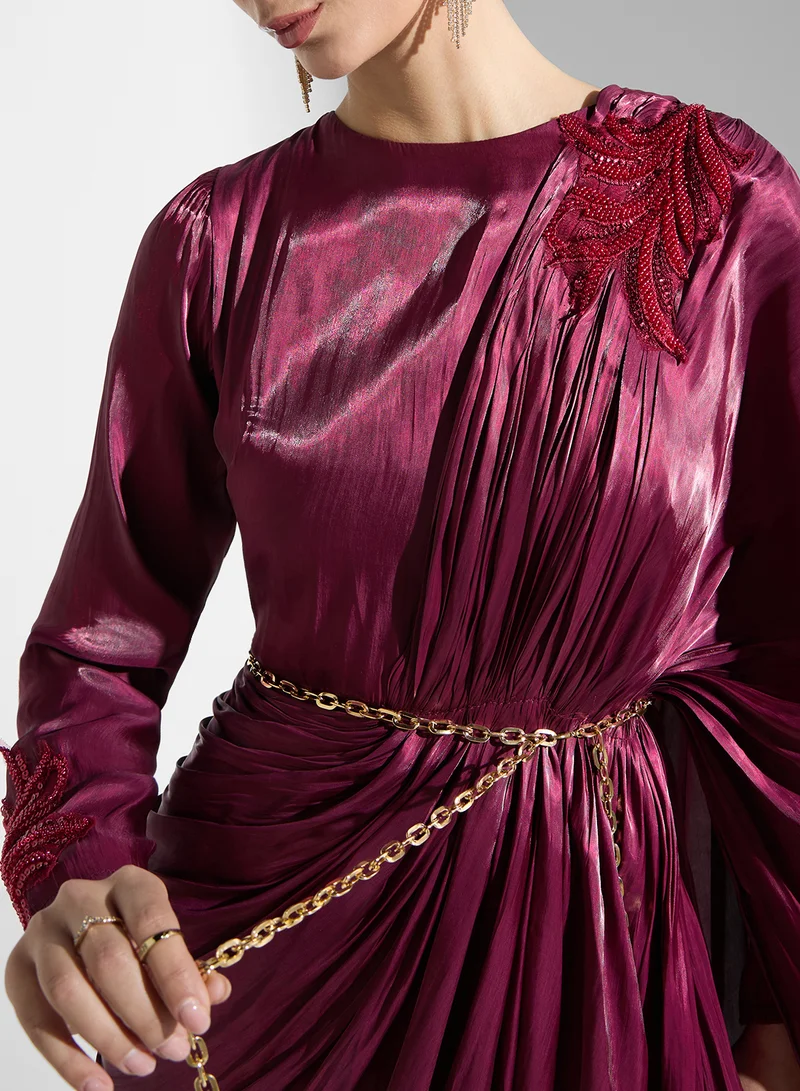 Golden Apple Draped Overlay Dress