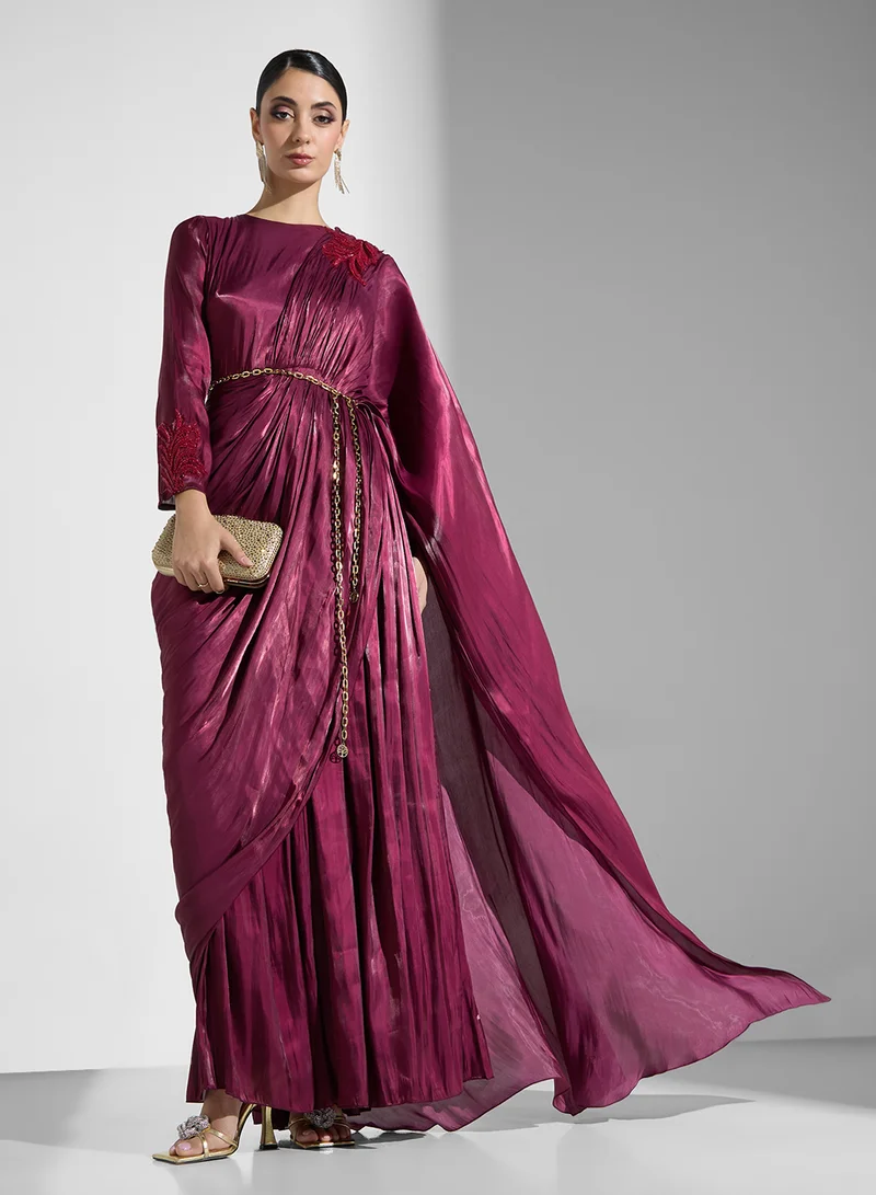 Golden Apple Draped Overlay Dress
