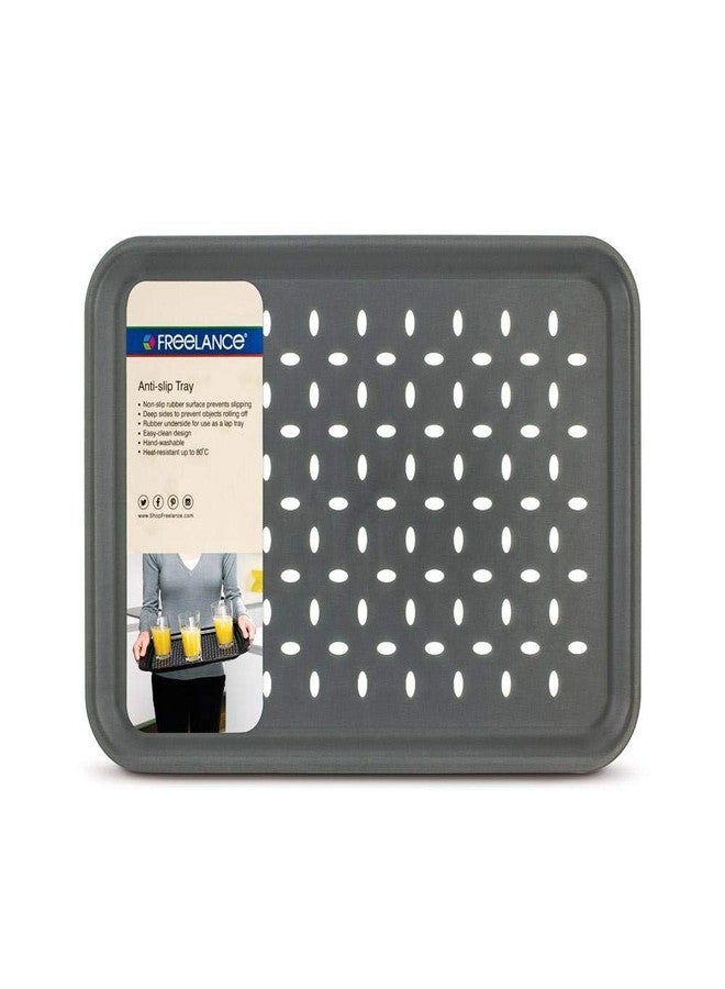 Freelance Anti Slip Serving Tray - 34 x 24 cm - Grey - Non-Slip Rubber Surface, Break-Resistant - Versatile Anti Skid PP Plastic Kitchen & Dining/Coffee Table Trays for Breakfast/Food/Tea - Image 4