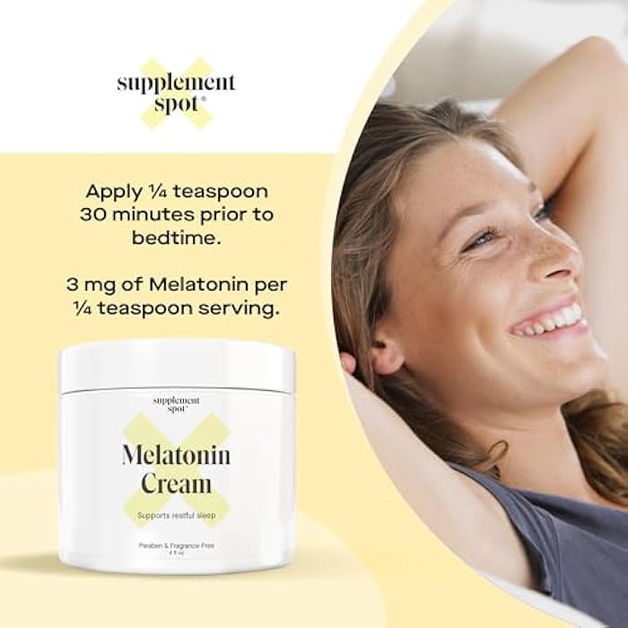 Supplement Spot Melatonin Cream for Restful Sleep – Melatonin Sleep Supplement Reset Biological Body Clock – Paraben, Fragrance-Free to Reduce Fine Lines & Wrinkles – Natural Sleep Cream (4 oz) - Image 4