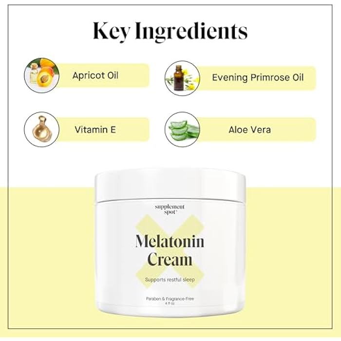 Supplement Spot Melatonin Cream for Restful Sleep – Melatonin Sleep Supplement Reset Biological Body Clock – Paraben, Fragrance-Free to Reduce Fine Lines & Wrinkles – Natural Sleep Cream (4 oz) - Image 5