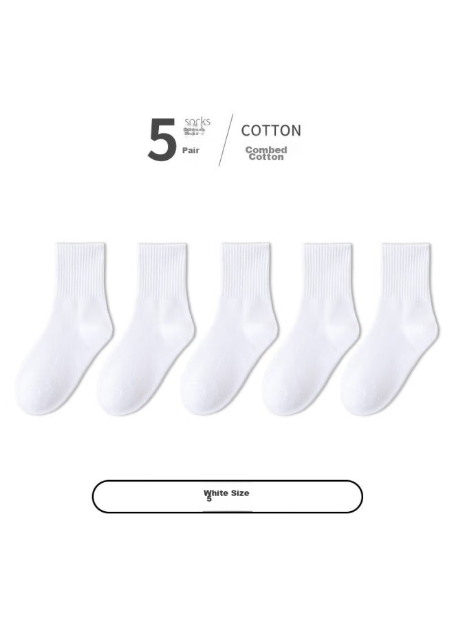 LANG SHA Langsha Children's Socks, Boys' All-season School White Socks, Youth Mid-calf Casual Sports Cotton Socks - Image 2