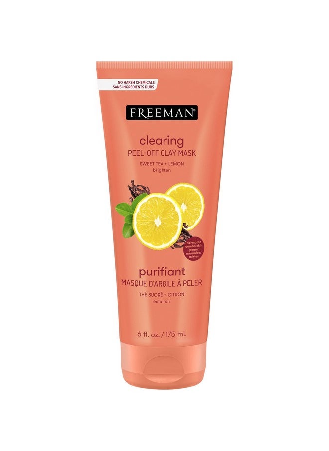 Freeman - Clearing Sweet Tea & Lemon Peeloff Clay Facial Mask Antioxidant Rich Skincare Treatment Protects Skin And Lightens Dark Spots Face Mask For Combination Skin 6 Fl.Oz./175 Ml Tube - Image 1