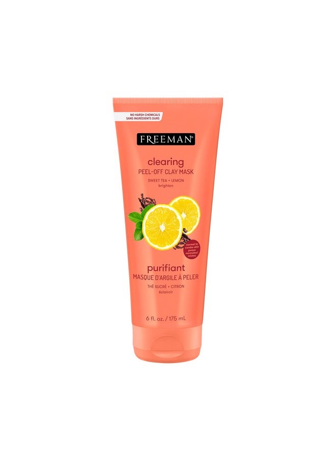 Freeman - Clearing Sweet Tea & Lemon Peeloff Clay Facial Mask Antioxidant Rich Skincare Treatment Protects Skin And Lightens Dark Spots Face Mask For Combination Skin 6 Fl.Oz./175 Ml Tube - Image 1