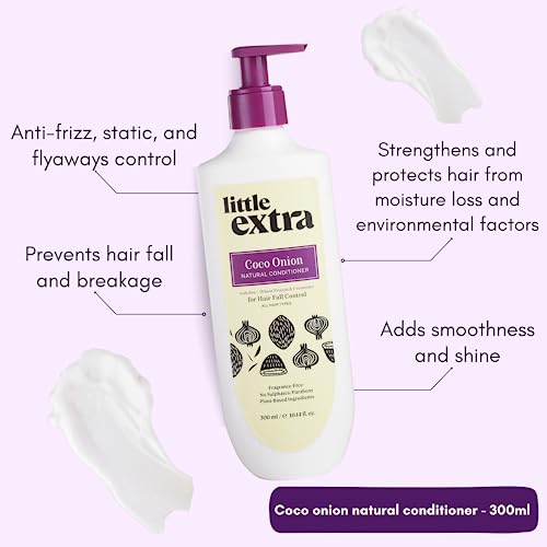 Little Extra Coco Onion Natural Conditioner (300ml) - For Hair Fall Control | Sulphate & Paraben Free | Suitable for Women & Men | with Coconut and Onion - Image 4