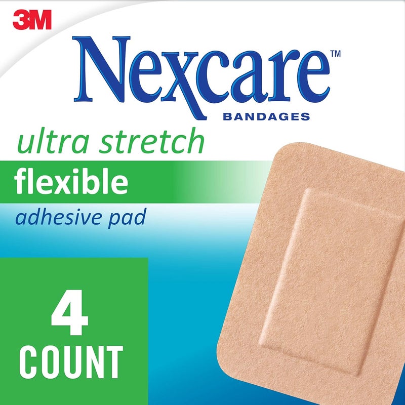 Nexcare Ultra Stretch Adhesive Pads, Flexible Bandages, 3 x 4 in, 4 Count - Image 2