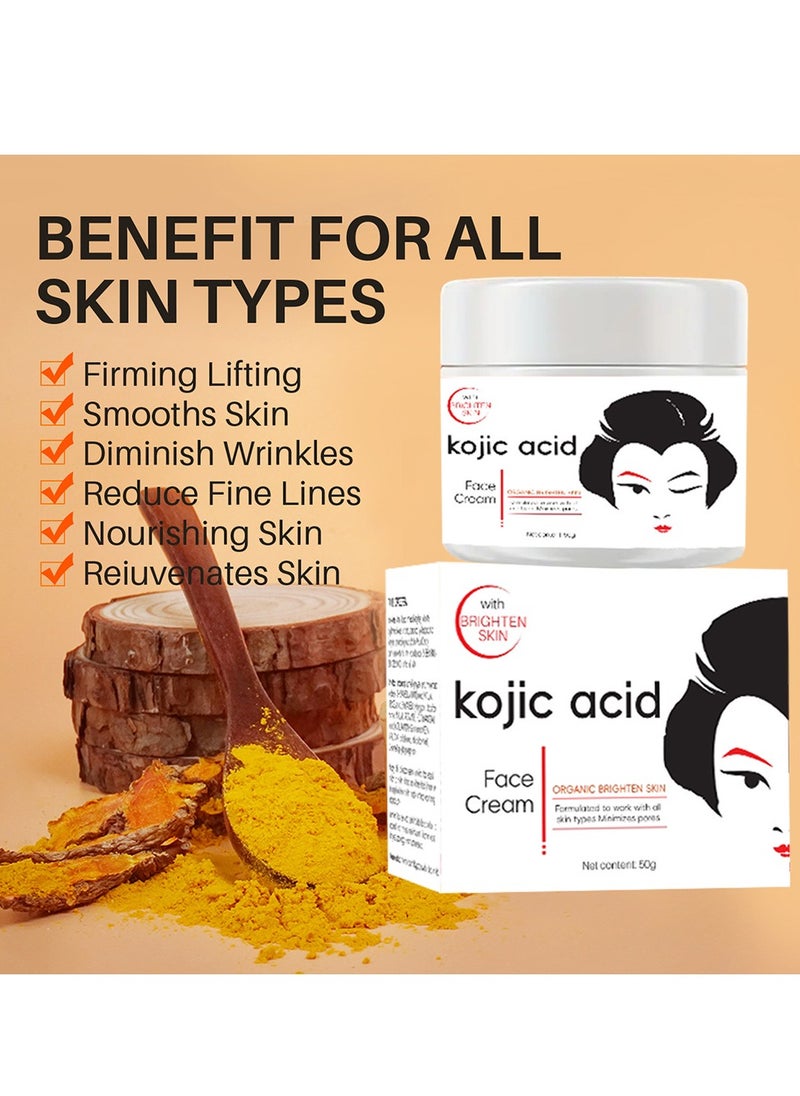 KOJIC ACID Kojie San Skin Lightening Soap Bars 65g + KOJIC ACID Face Cream Hydrate Smooth Soft 50g  - Image 3