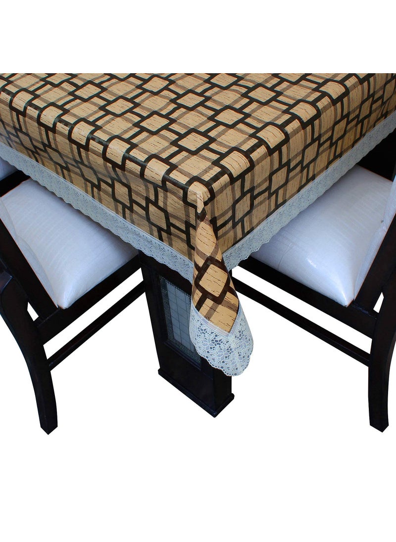 craft city CRAFT CITY Yellow Color Check Print Dining Table Cover for 2/4/6 Seater Table Cloth/Water and dust with Oil-Proof PVC Rectangular Shape (60x90 inch)  - Image 2
