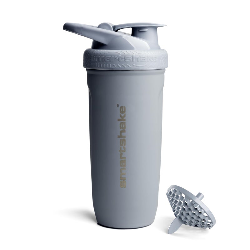 Smartshake Reforce Stainless Steel Protein Shaker Bottle 900 ml 30 oz Leakproof Screwon Lid BPA Free Non Insulated Bottle Unisex Grey