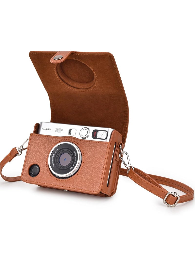 Mini EVO Case - Vintage PU Leather Protective Case for Fuji Instax Mini EVO Instant Camera - Removable Case with Adjustable Shoulder Strap Battery Charging Port  - Image 1