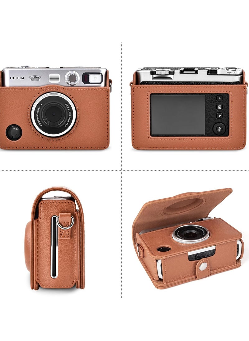 Mini EVO Case - Vintage PU Leather Protective Case for Fuji Instax Mini EVO Instant Camera - Removable Case with Adjustable Shoulder Strap Battery Charging Port  - Image 2