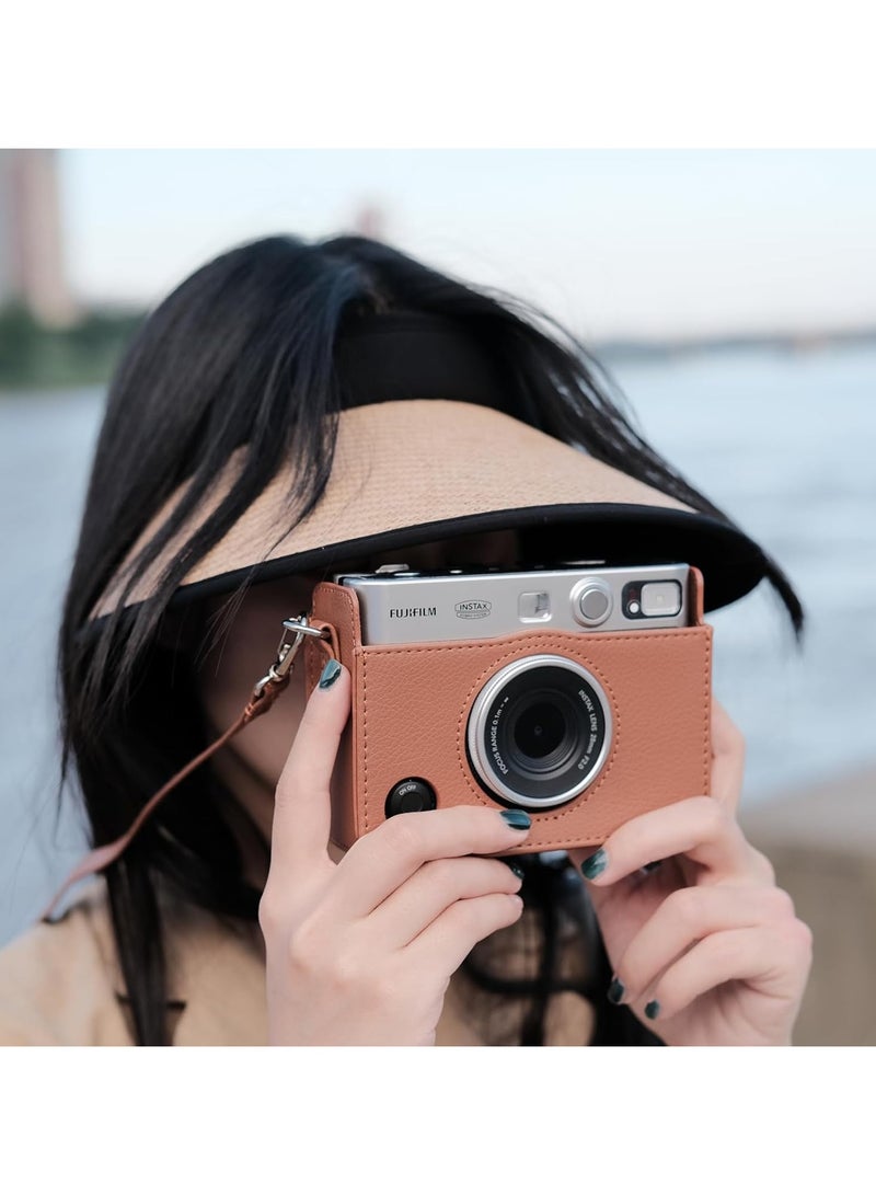 Mini EVO Case - Vintage PU Leather Protective Case for Fuji Instax Mini EVO Instant Camera - Removable Case with Adjustable Shoulder Strap Battery Charging Port  - Image 4