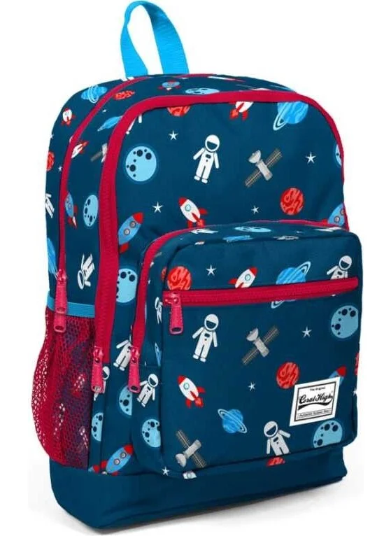 CORAL HIGH Kids Indigo Red Space Patterned Four Compartment School Backpack 23116