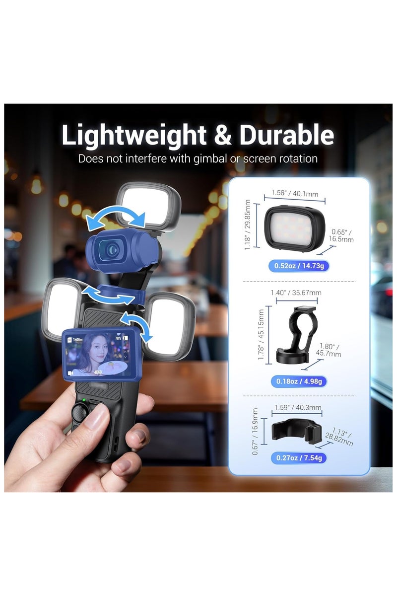 XICEN Magnetic Fill Light for DJI Osmo Pocket 3, Rechargeable Mini LED Video Light with Storage Bag, 3 Color Modes/Brightness Adjustable for Pocket3 Selfie Vlog Recording, Lightweight - Image 4