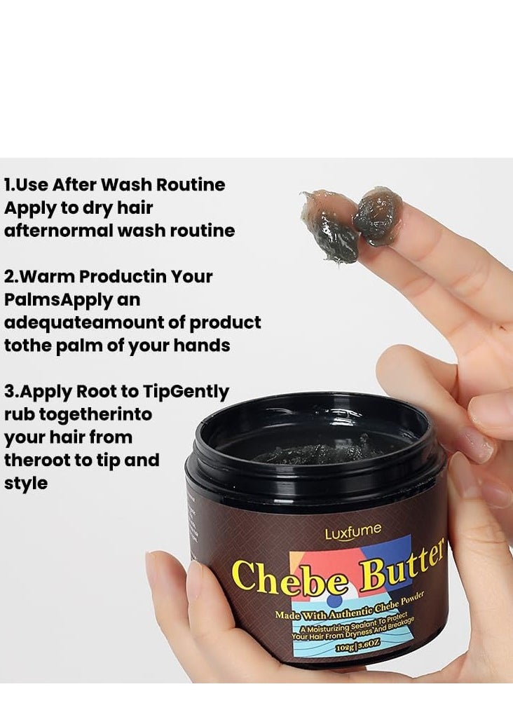 Luxfume - hebe Hair Butter, Organic Hair Growth Products Made With Chebe Powder, Castor Oil, Shea Butter, For Split Ends Treatment, Nourishing Vegan Afro Hair Products Oil For All Hair Types 102g - Image 1
