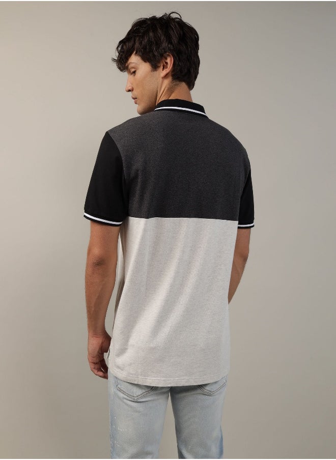 American Eagle - AE Colorblock Logo Flex Pique Polo Shirt - Image 1