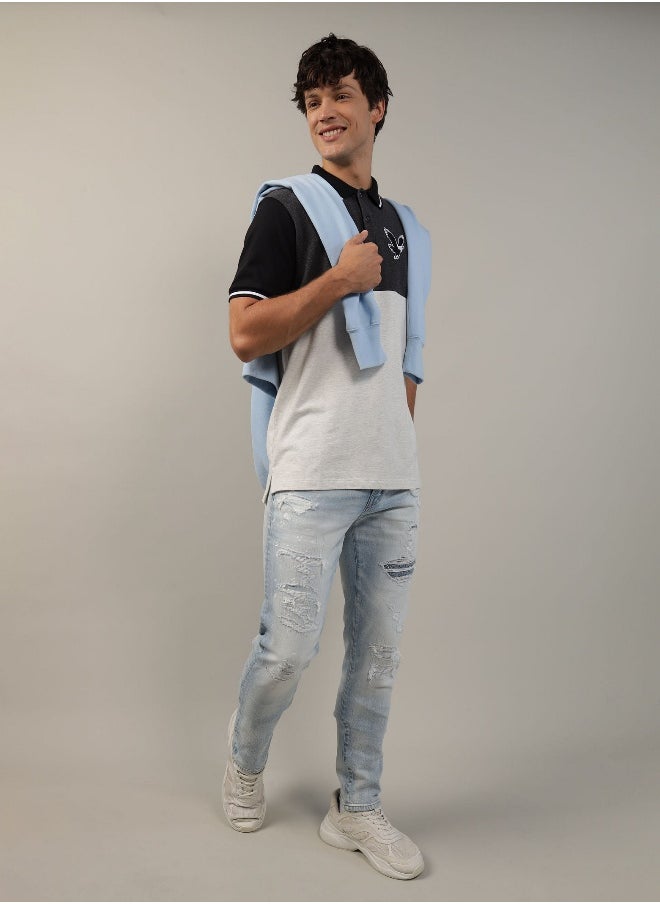 American Eagle - AE Colorblock Logo Flex Pique Polo Shirt - Image 1