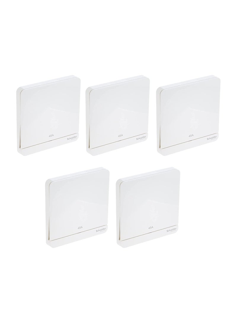 Schneider Electric Schneider Electric E8331D45N_WE AvatarOn White- 45A 250V Double Pole Switch with Neon/Cooker control/Water Heater - Pack of 5 